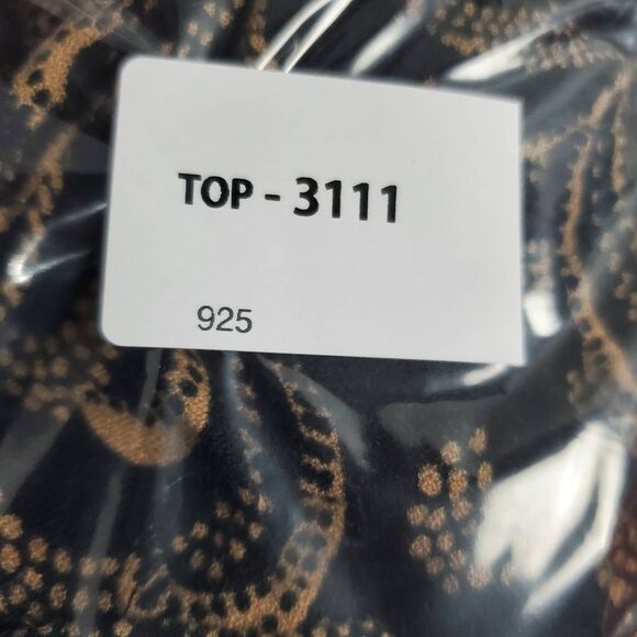 Christopher & Banks Women’s Black Tan Print Button Blouse Long Sleeve XL - Picture 6 of 6